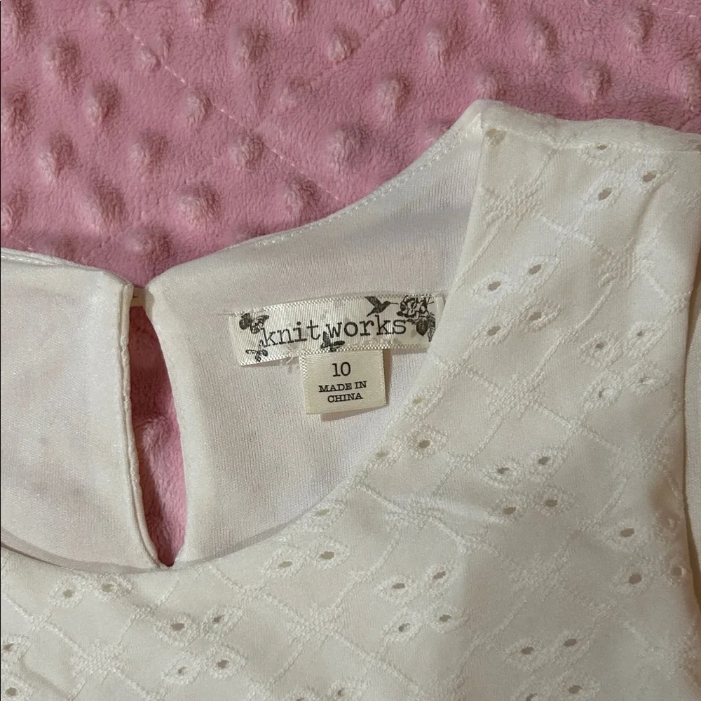 Knitworks White and Purple Floral Kids Dress